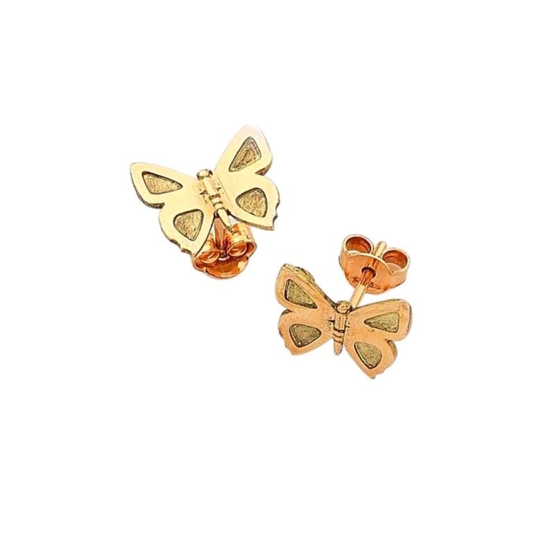 Eltham copper butterfly yellow gold stud earrings, handcrafted jewellery, Melbourne Australia, Australiana, souvenirs