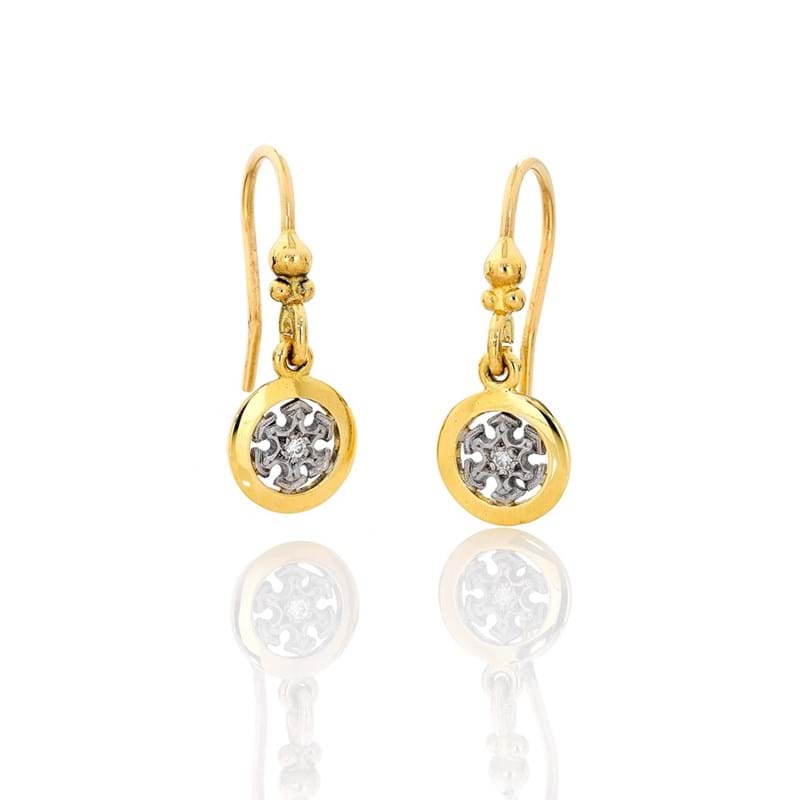 Snowflake diamond earrings in yellow gold, jewellery, Melbourne, Australia