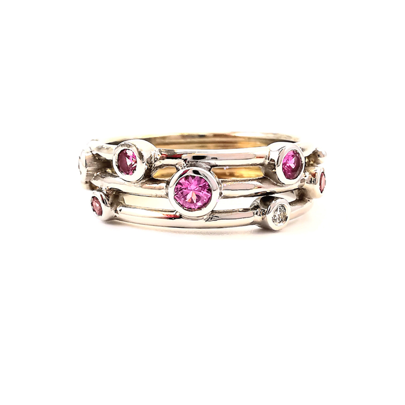 pink sapphire and diamond wire ring, Melbourne Australia