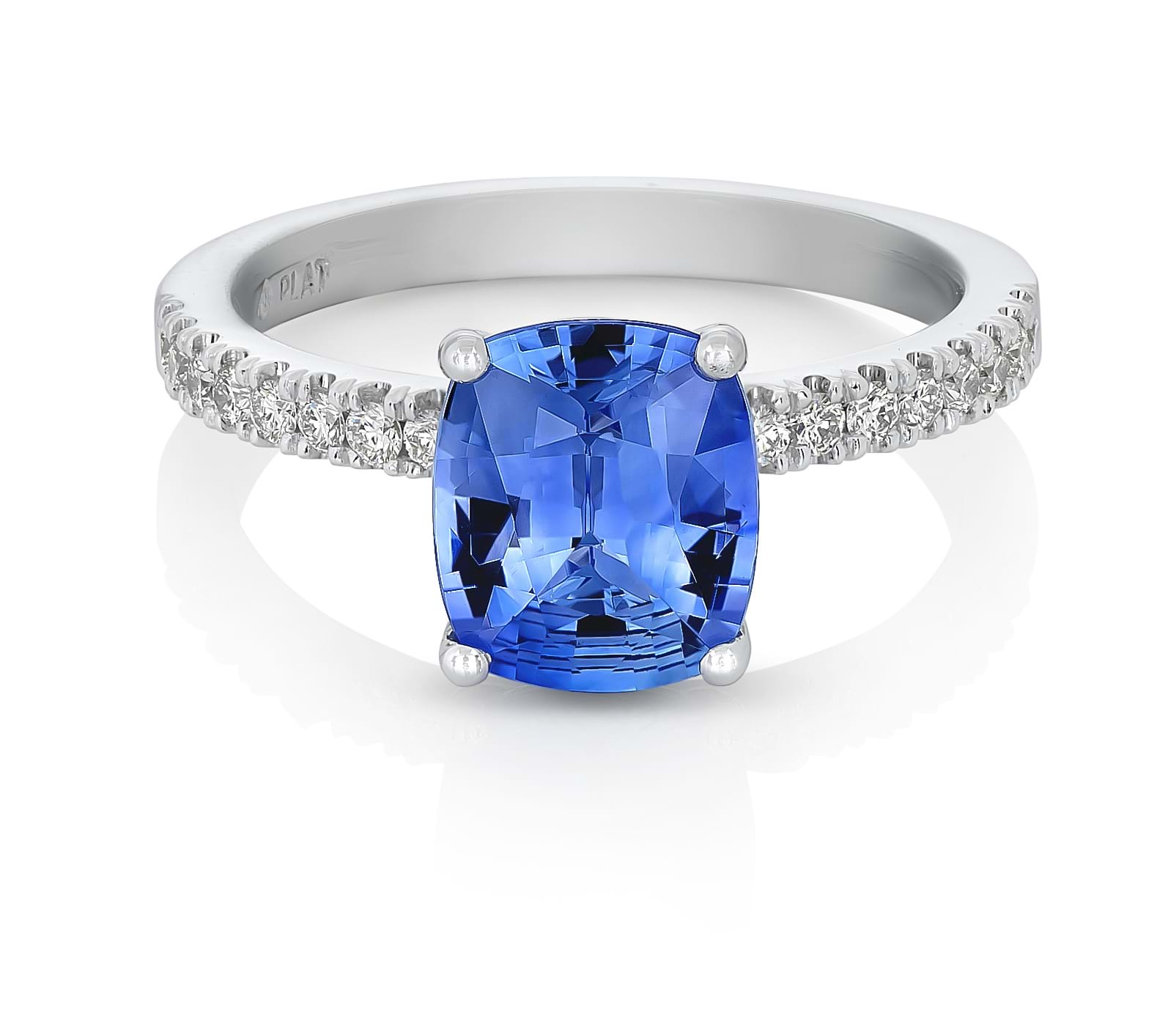 SET: Blue Sapphire Diamond Ring 14K Gold Band