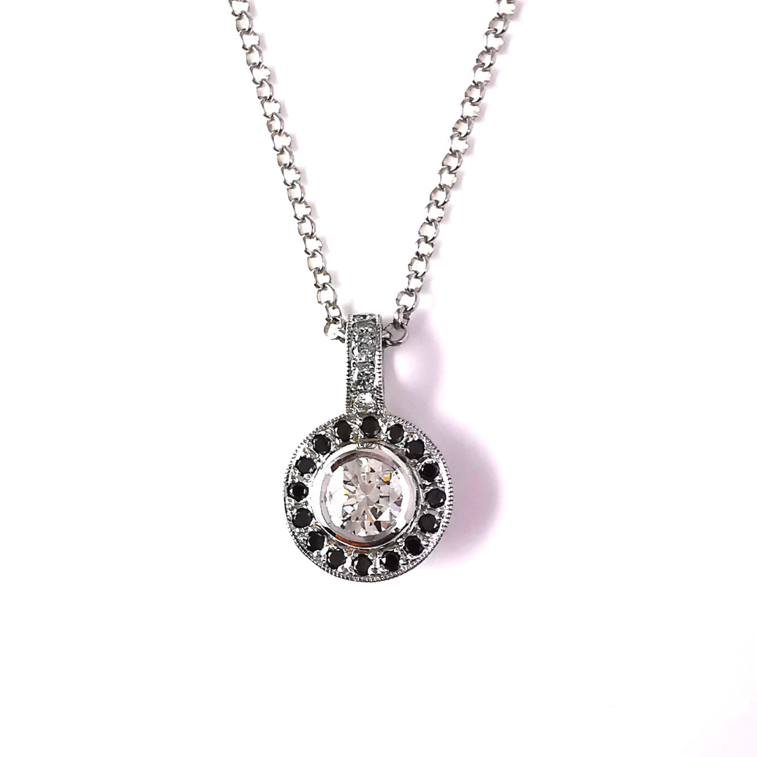 Halo Pendant With Black Diamonds