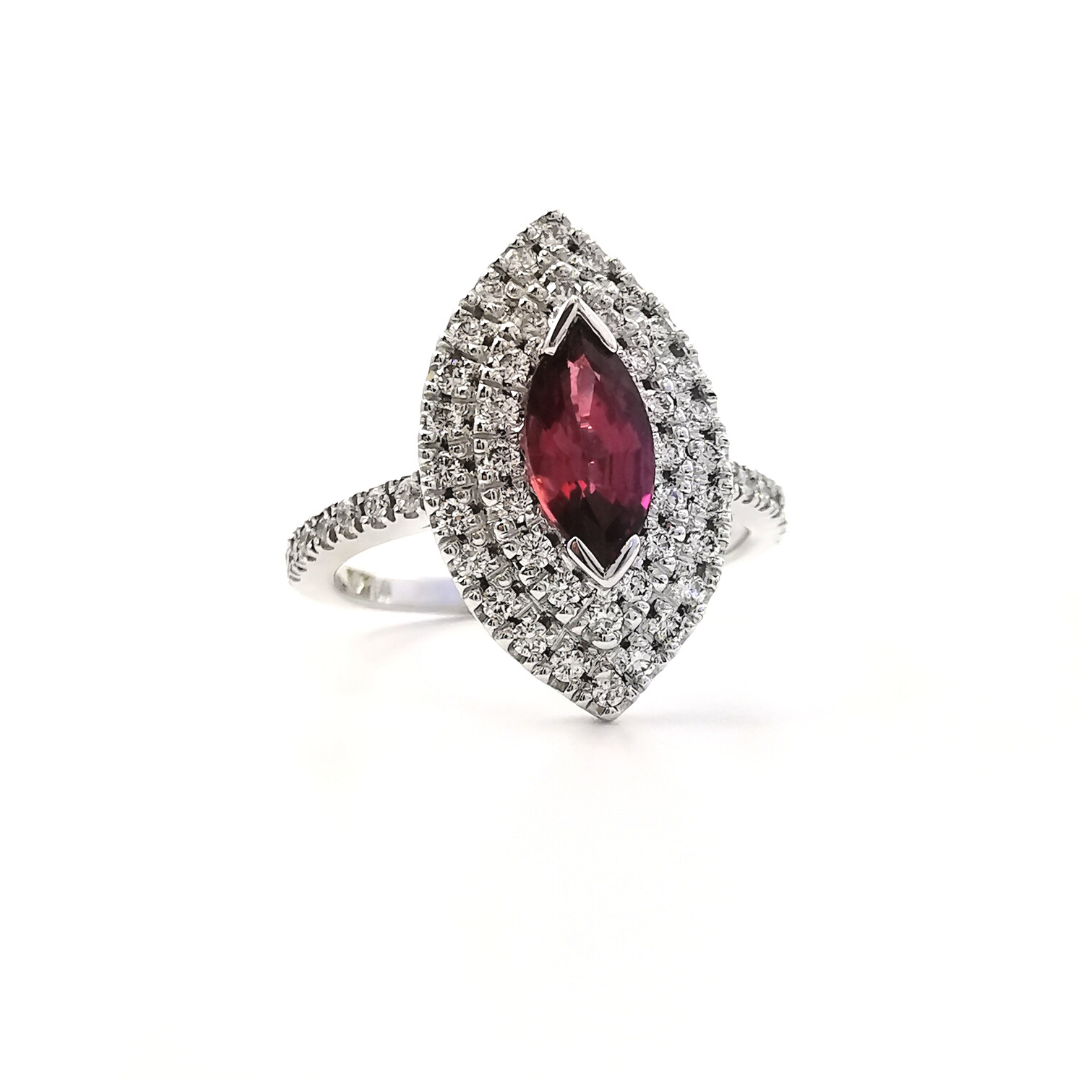 marquise diamond and ruby ring